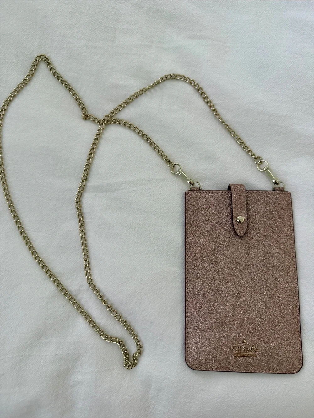 kate spade Rose Gold Glitter Crossbody Phone Bag